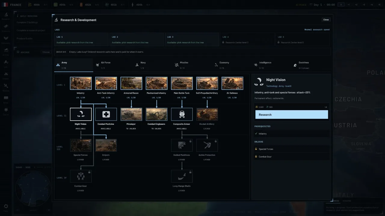 The research and upgrade interface